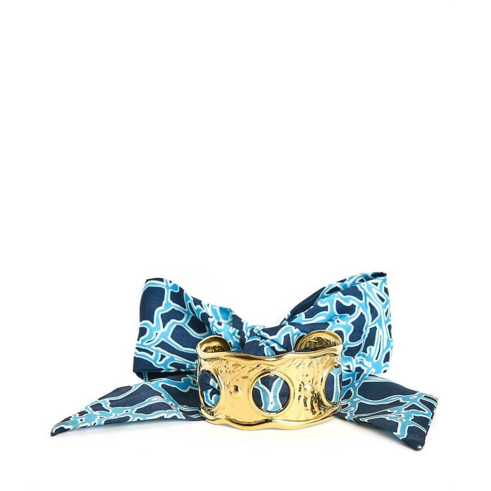 NEW LISI LERCH women's scalloped scarf cuff in blue coral